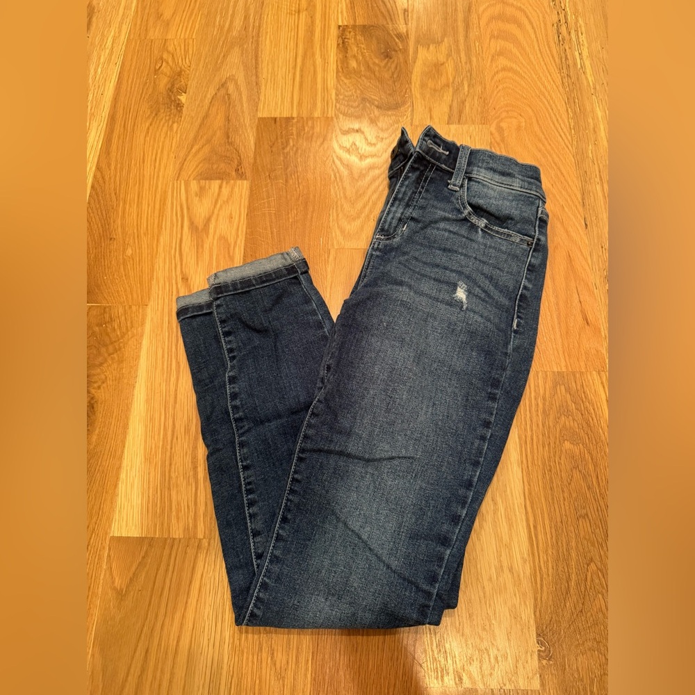 Sneak Peek Blue Skinny Jeans Distressed Denim